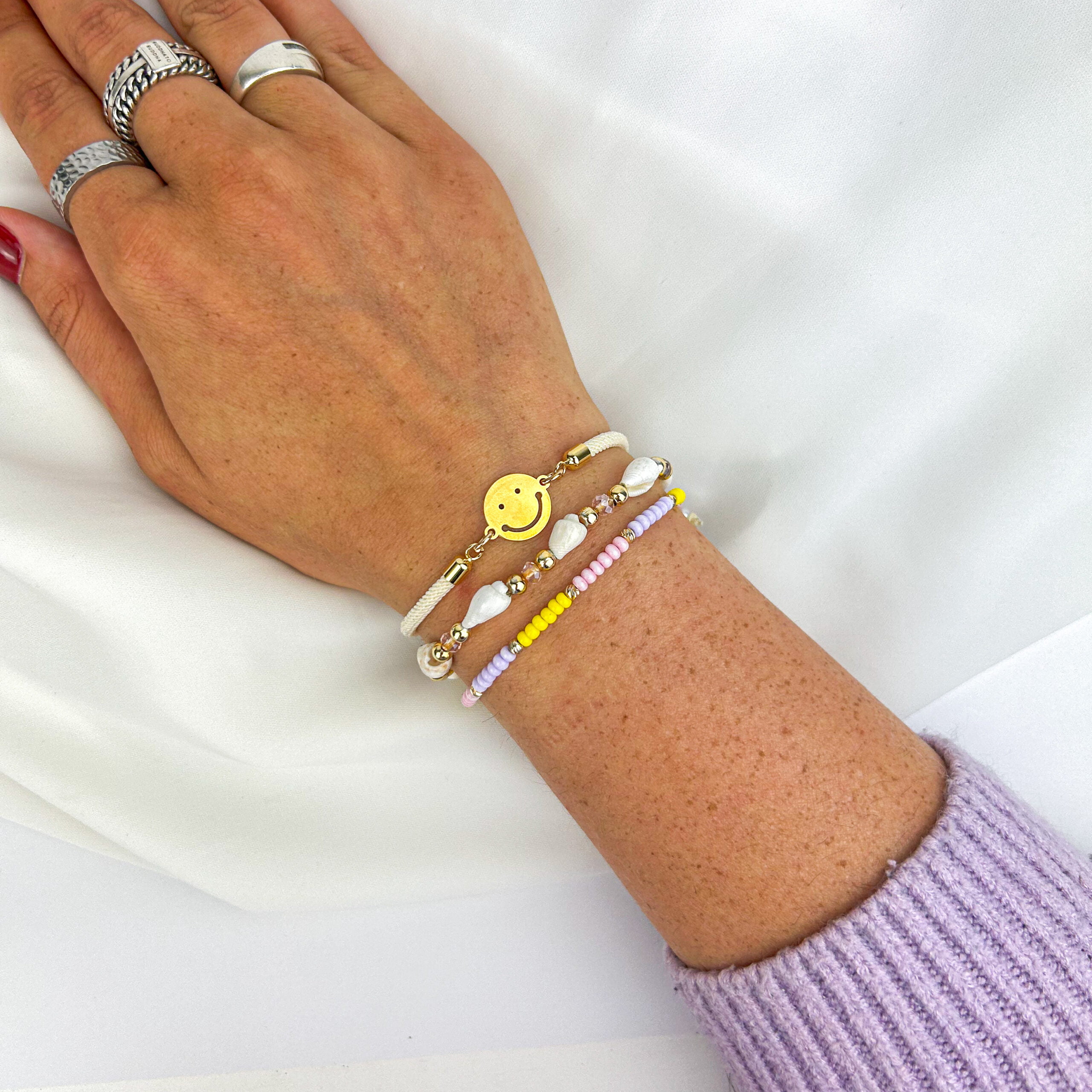 Smiley Armband Beige - Afbeelding 2