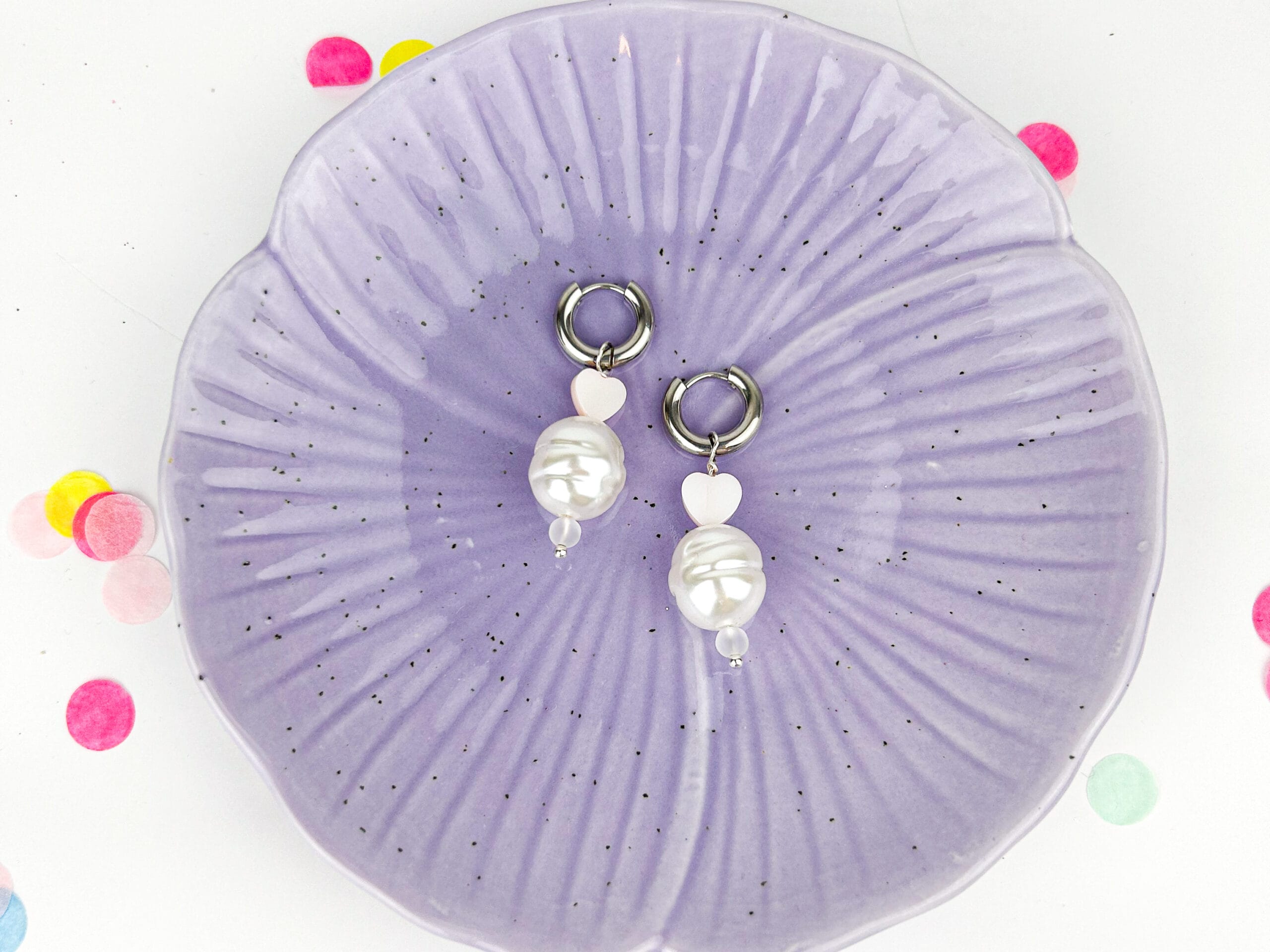 Lovely Pearl Heart Oorbellen